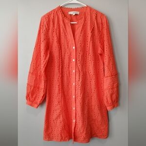 Orange Eyelet Button-down Dress Size Medium Cottagecore Boho Fairy Festival